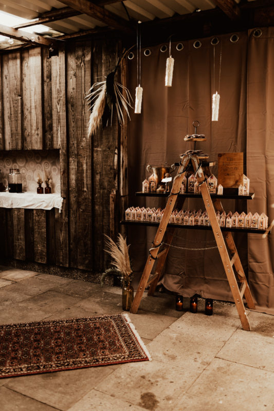 bertie botts every flavour beans box and hanging lights as Harry Potter wedding details on a boho wedding in Germany